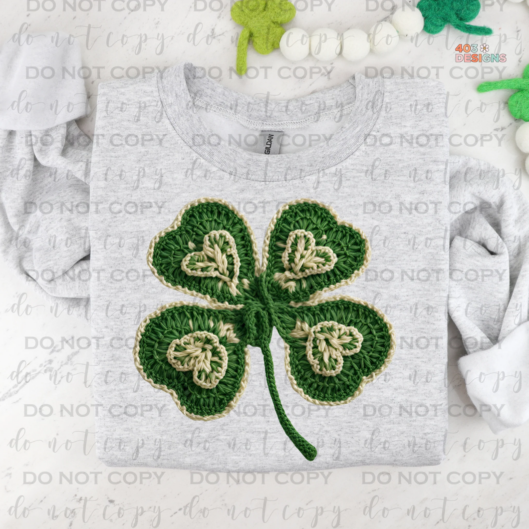 Faux Crochet Clover St. Patrick’s Day Sweatshirt