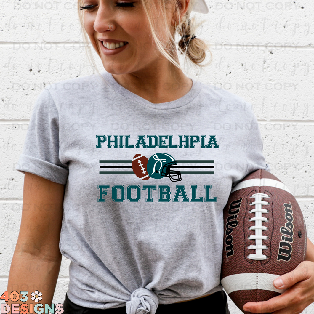 Philadelphia Football Helmet With Bow DTF Transfer