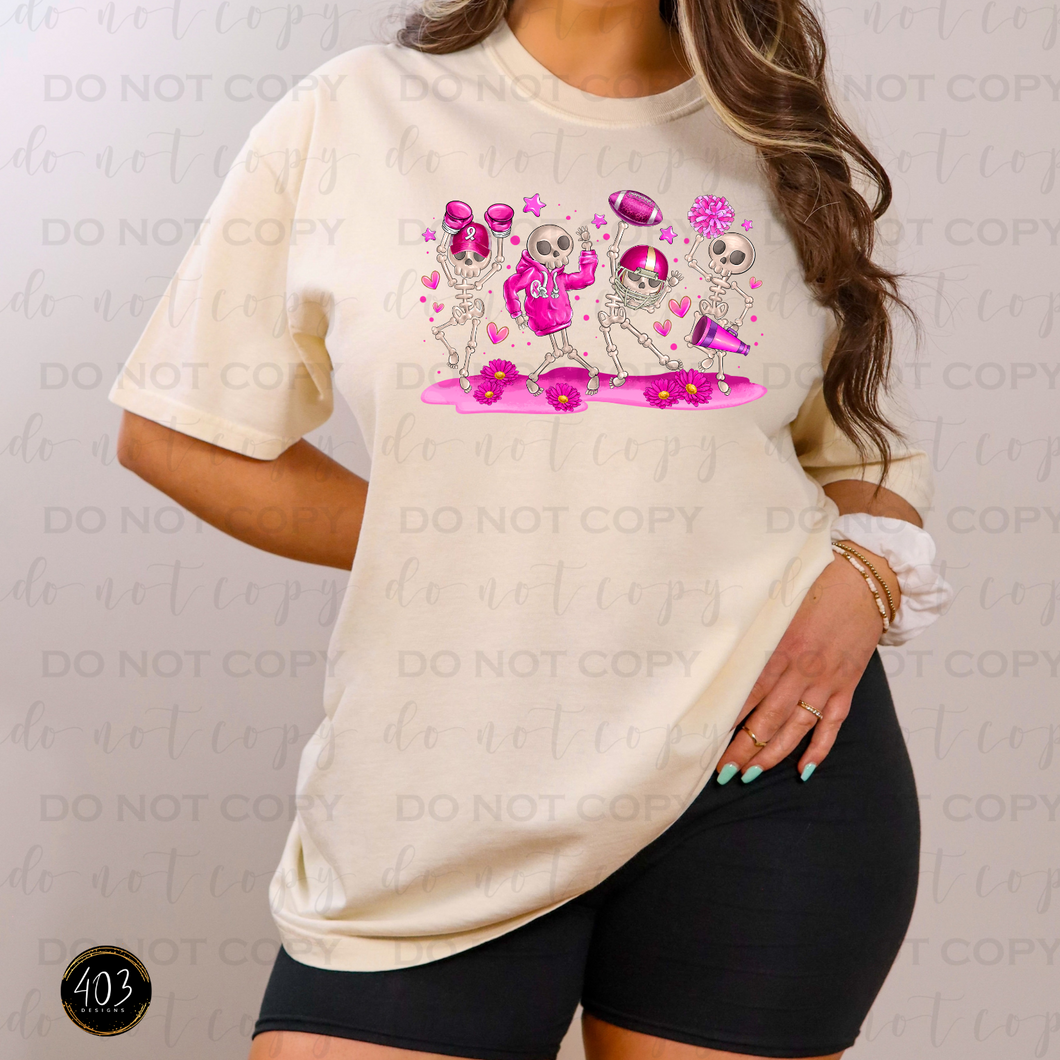Pink Football Skeletons DTF Transfer