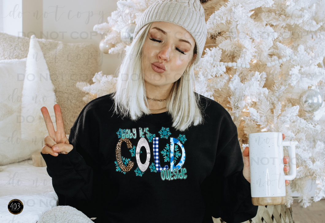 Baby Its Cold Outside- leopard/plaid DTF Transfer