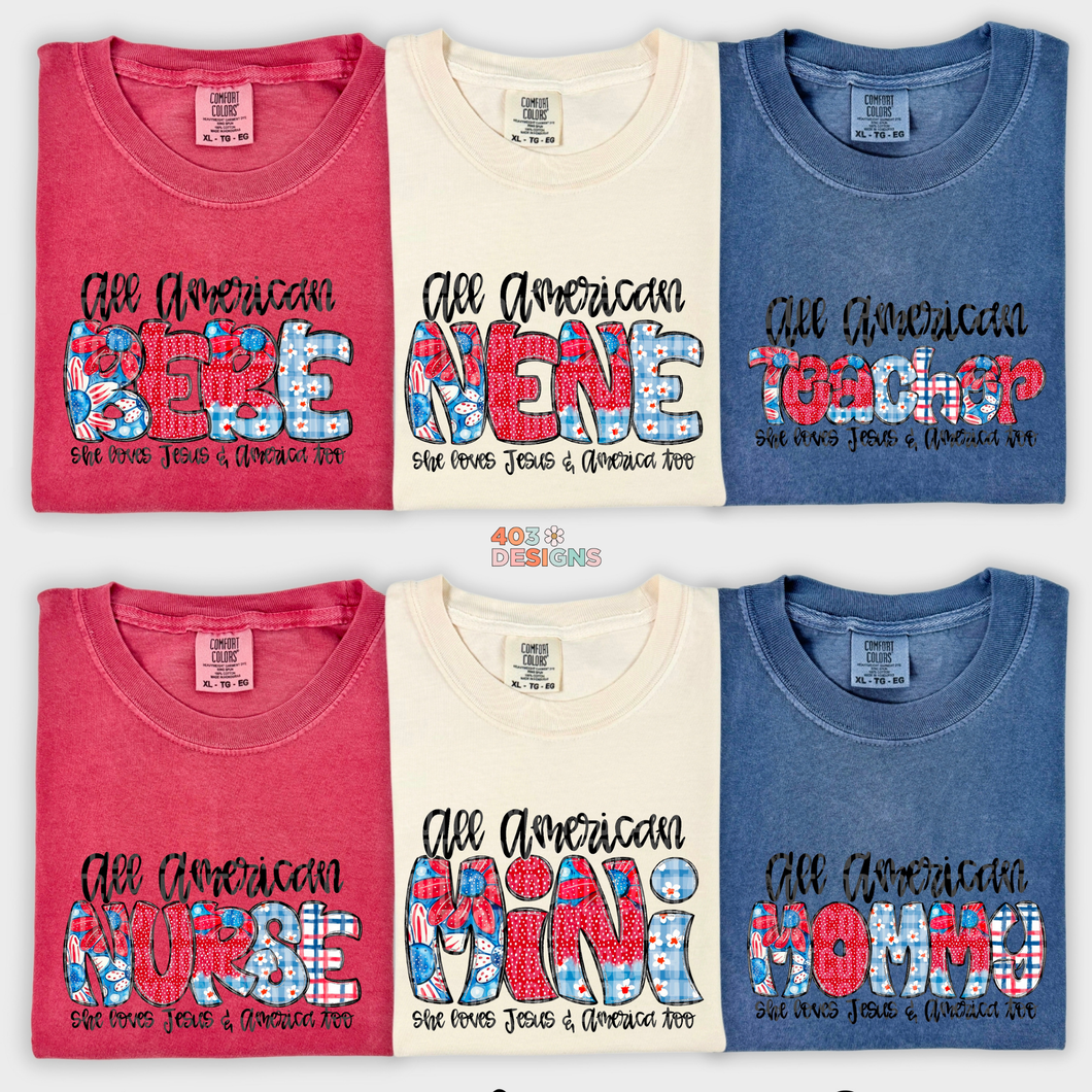 All American Name/Title Personalized DTF Transfer