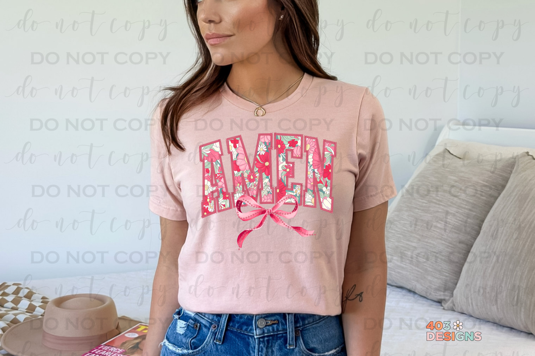 Amen Floral Bow DTF Transfer