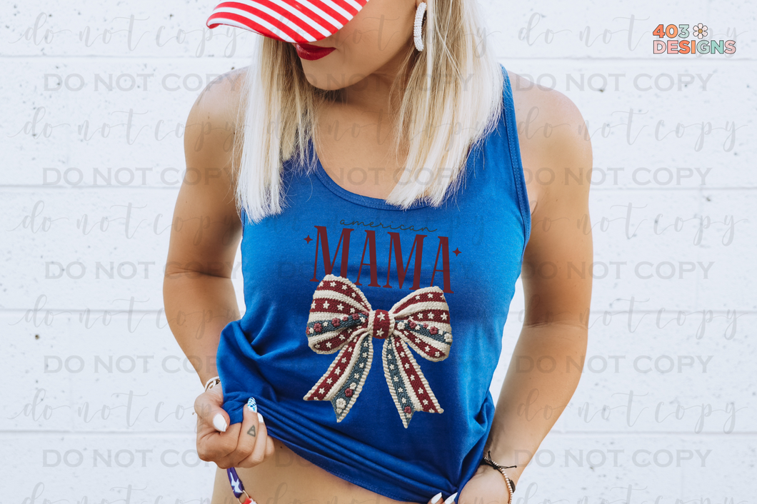 America Mama Crochet Bow DTF Transfer