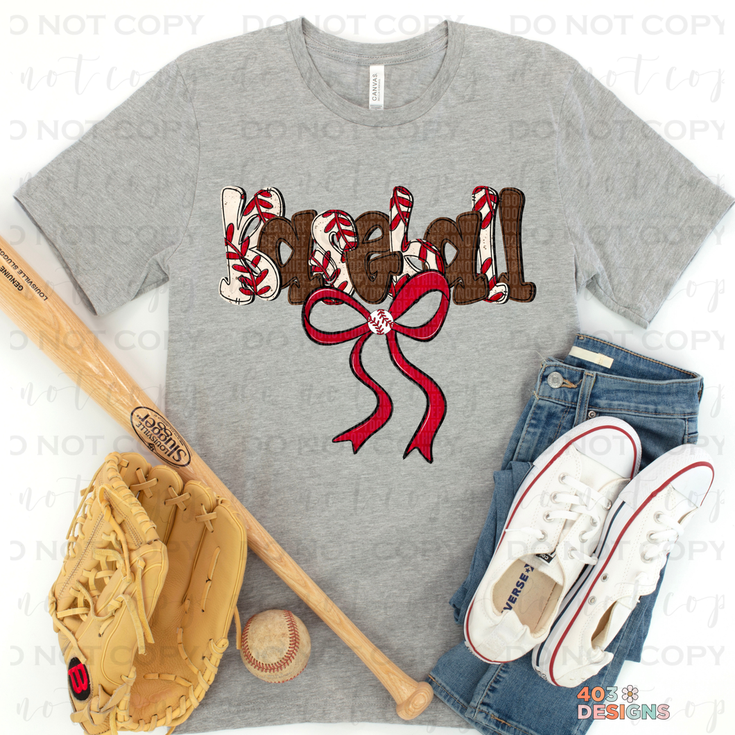 Baseball Bow DTF Transfer