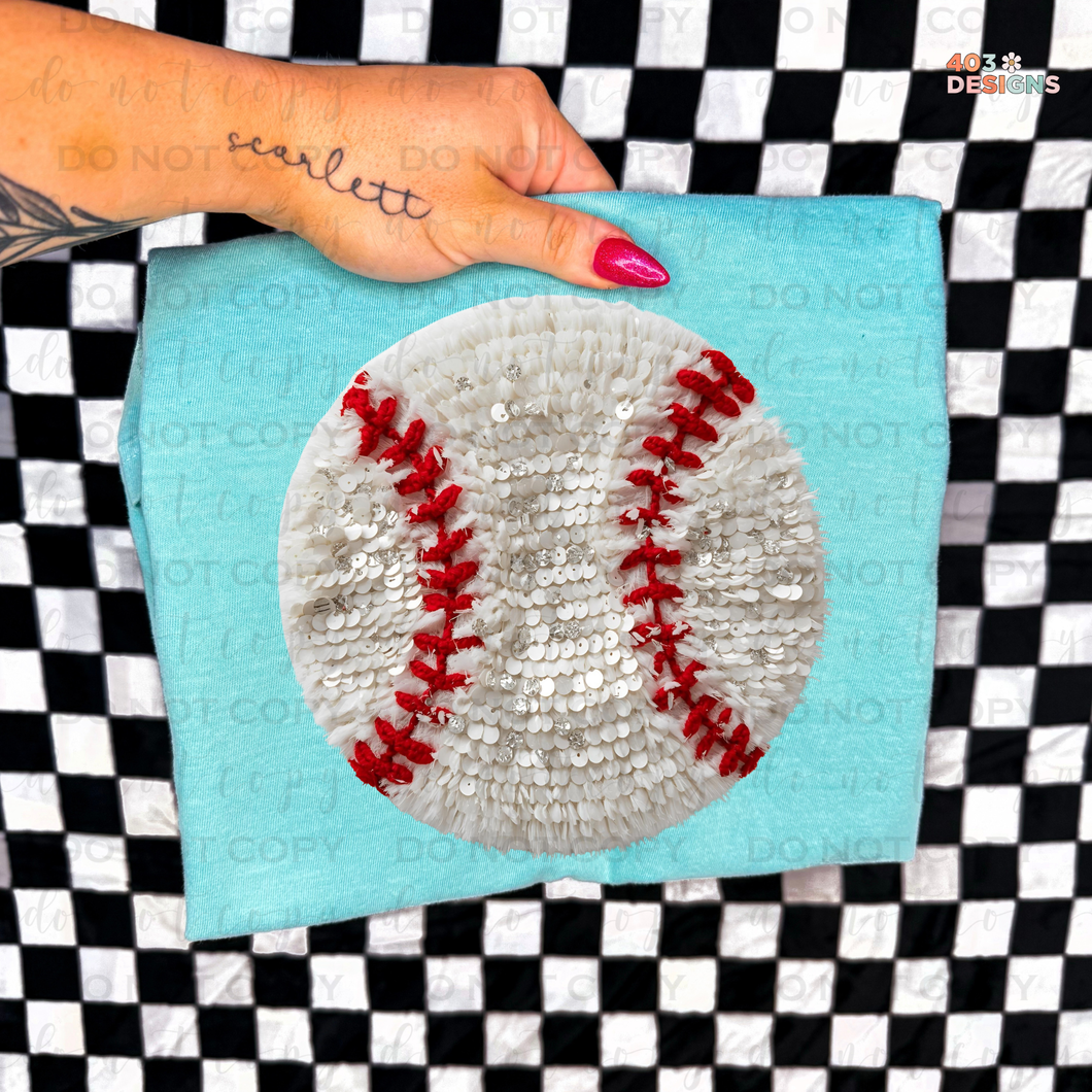 Baseball Faux Sequin DTF Transfer