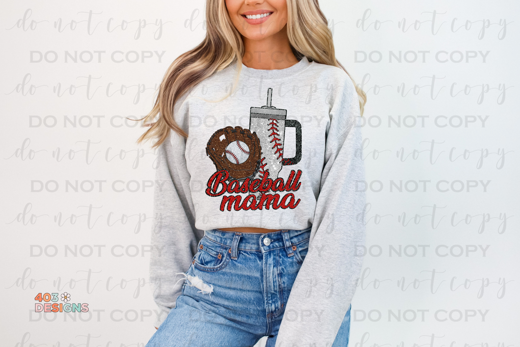 Baseball Mama Glove & Cup DTF Transfer