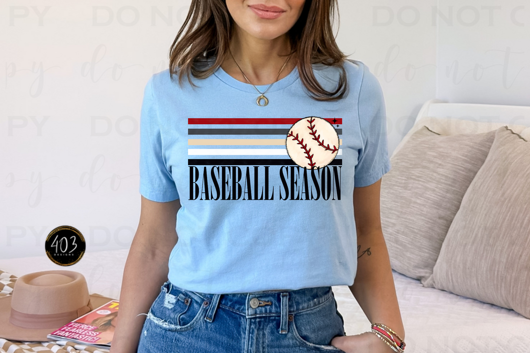 Baseball Season Retro Stripe DTF Transfer