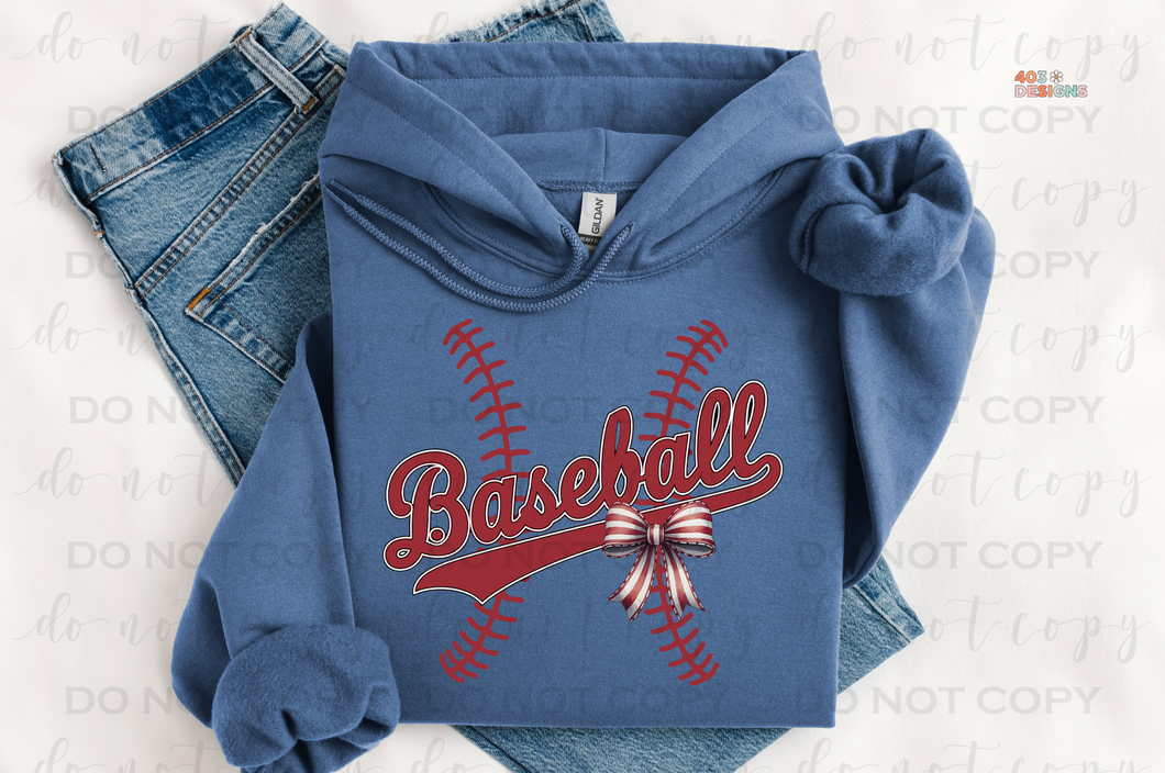Baseball Threads With Bow DTF Transfer