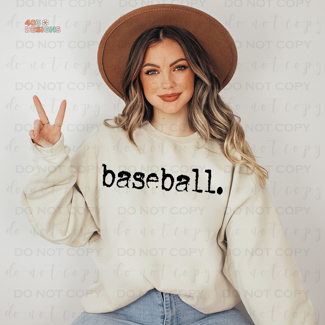 Baseball Typography DTF Transfer