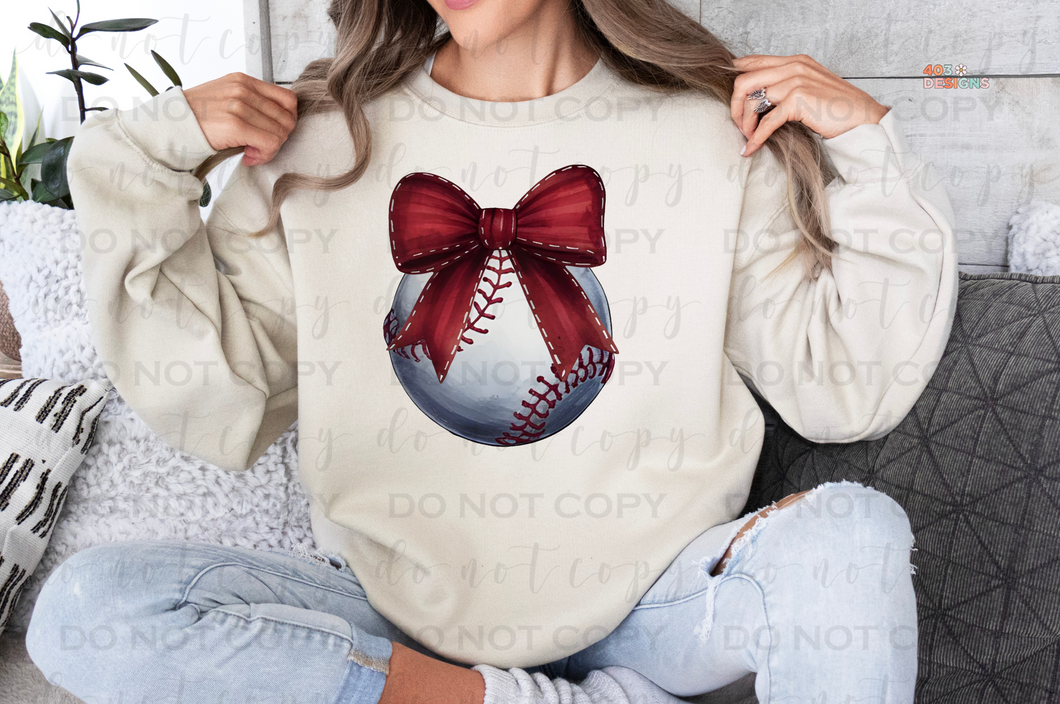 Baseball With Bow DTF Transfer