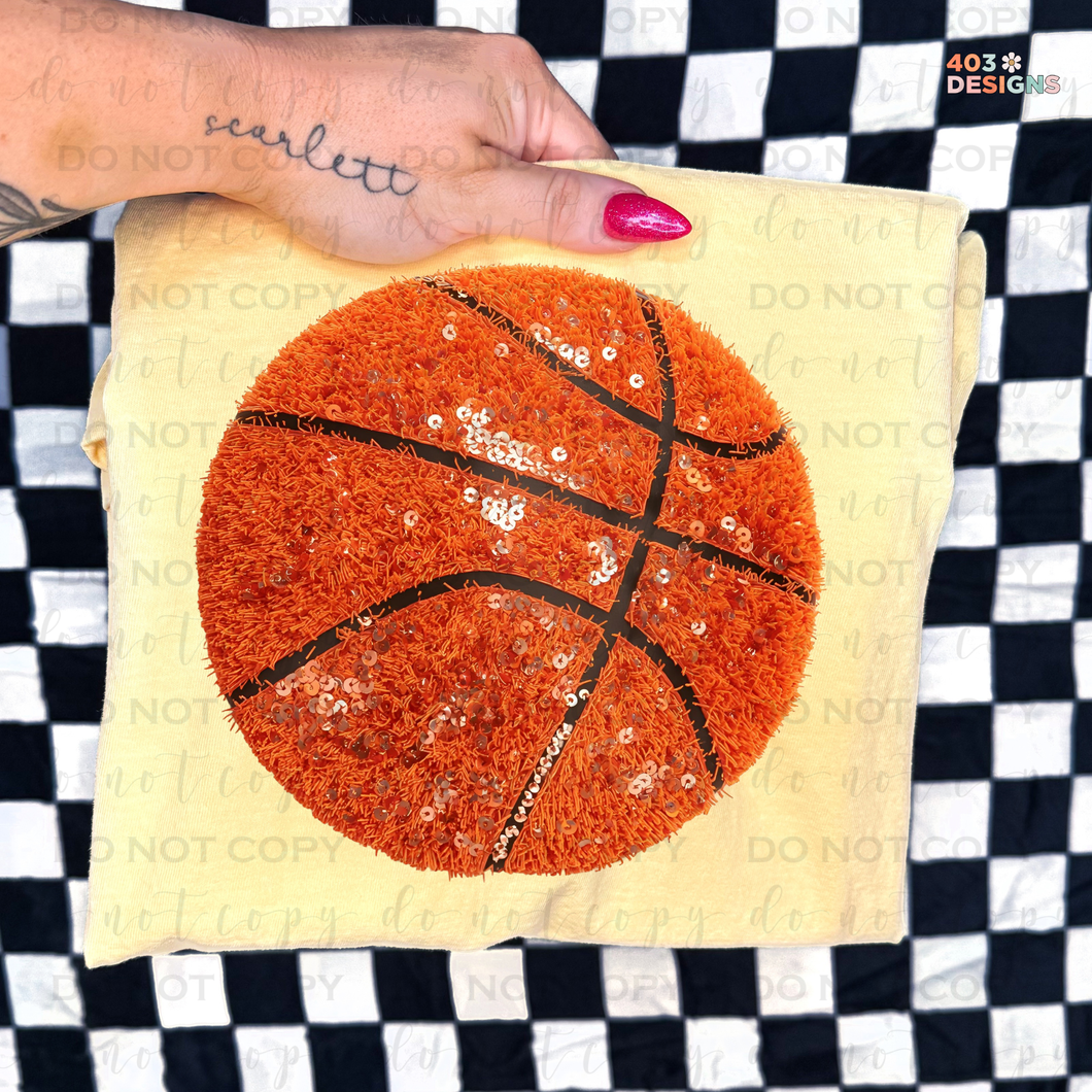 Basketball Faux Sequin DTF Transfer