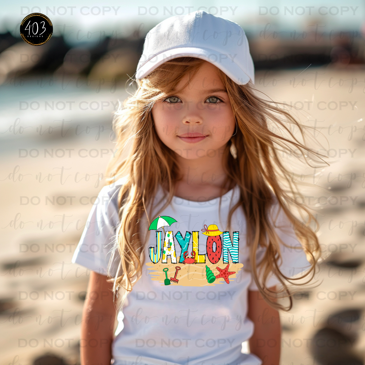 Personalized Beach Doodle DTF Transfer – 403Designs