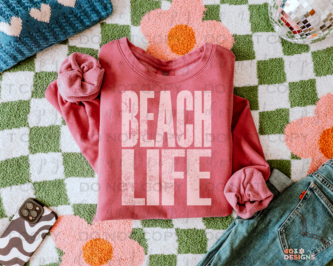 Beach Life Distressed DTF Transfer