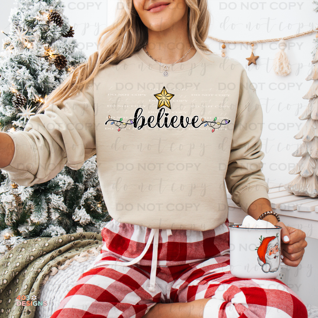 Believe Lights Star DTF Transfer