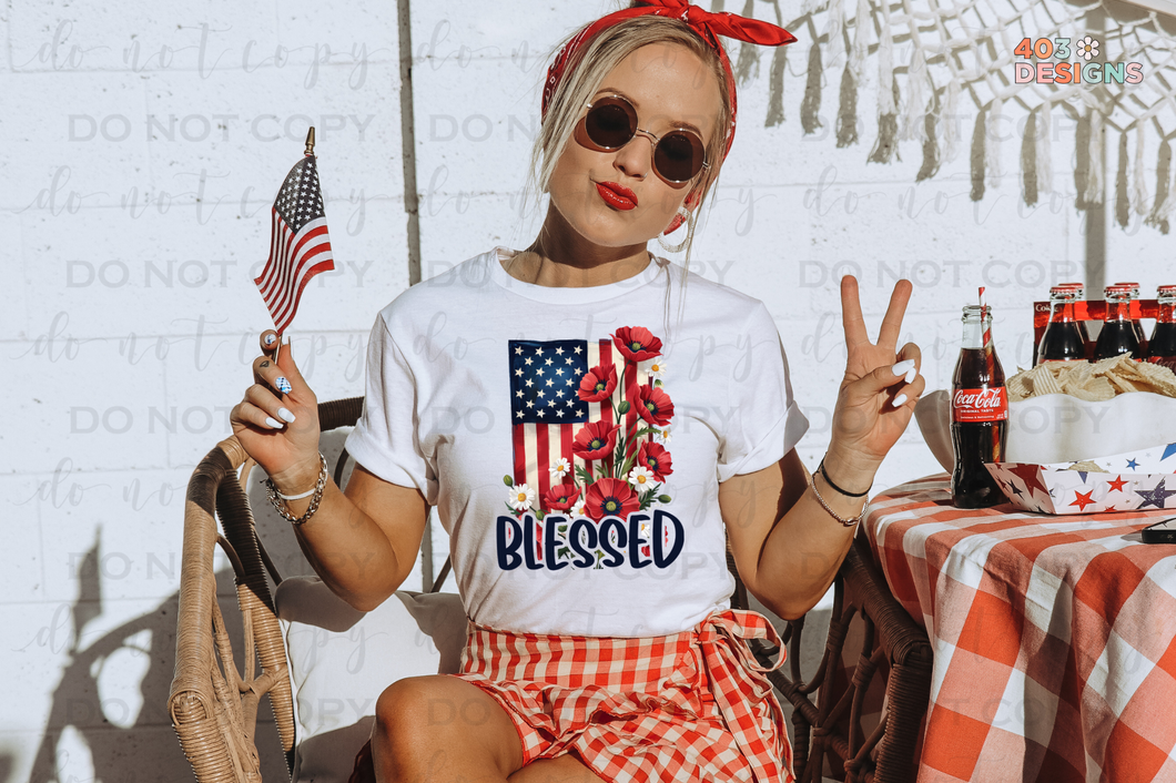 Blessed Flag DTF Transfer