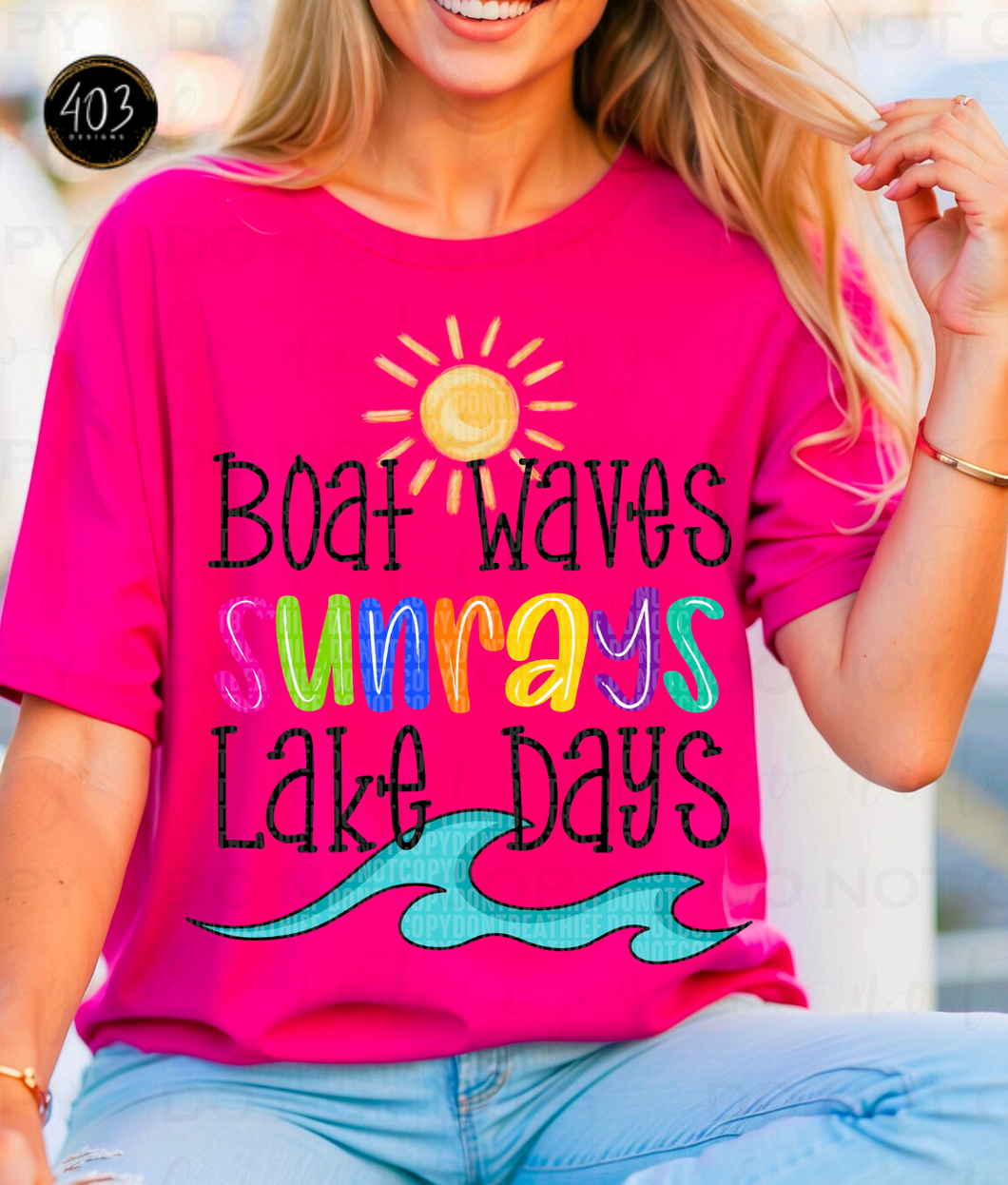 Boat Waves Sunrays Lake Days DTF Transfer