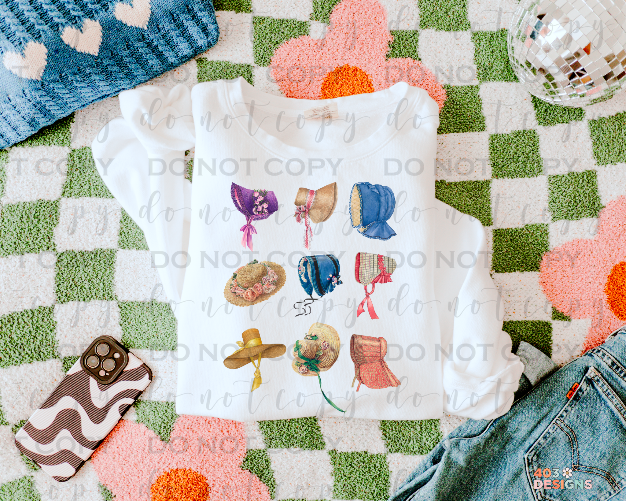 Bonnets Hats DTF Transfer – 403Designs