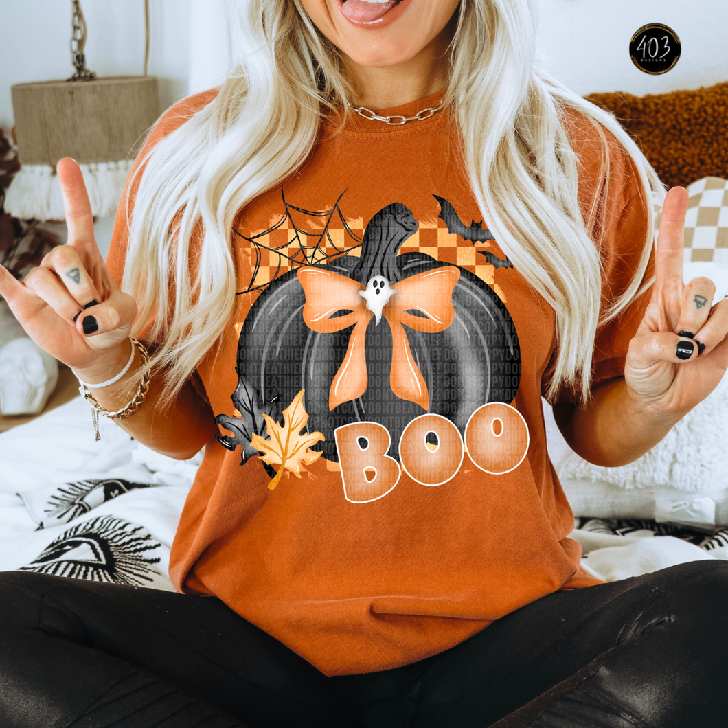 Boo Black Orange Pumpkin DTF Transfer
