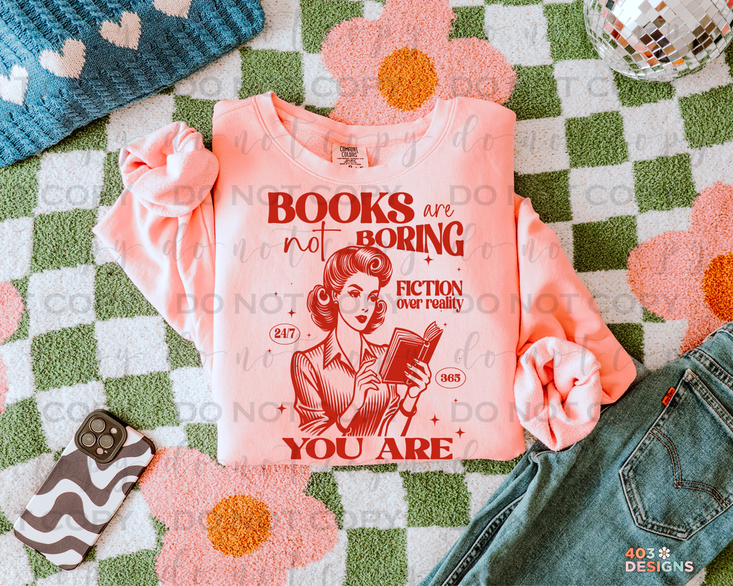 Books Are Not Boring DTF Transfer