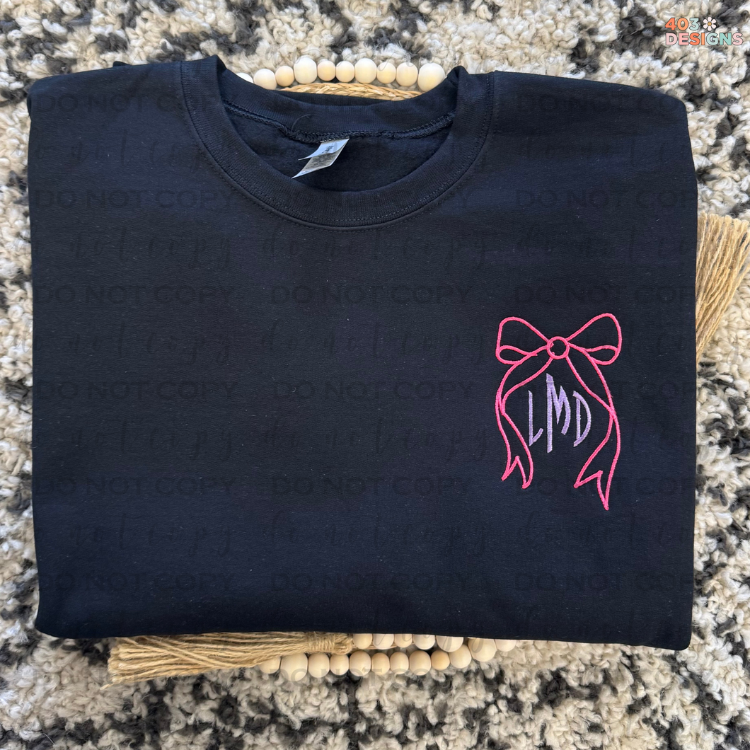 Bow & Initials Embroidered Sweatshirt