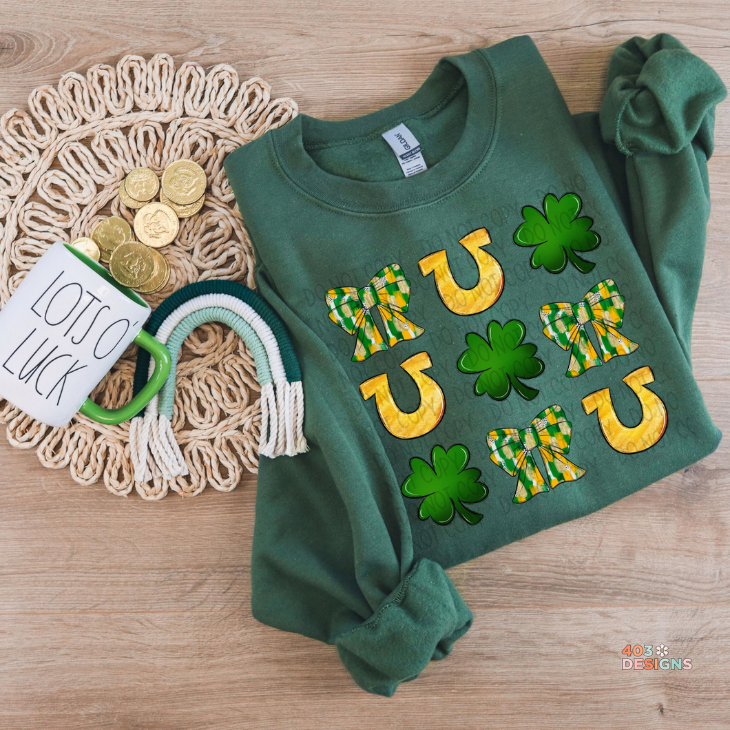 Bow Shamrock Horseshoe Sweatshirt