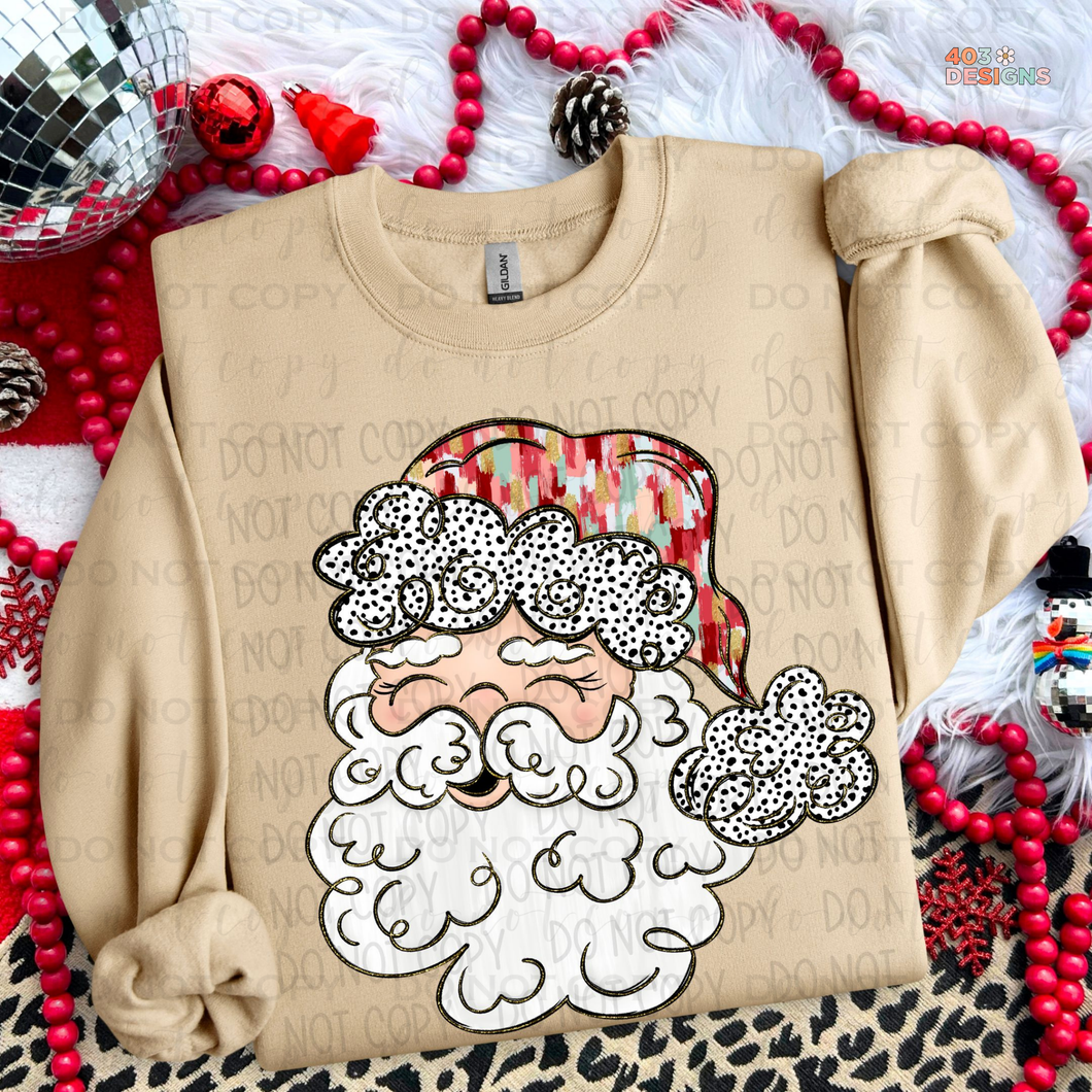 Brush Stroke Whimsical Santa DTF Transfer