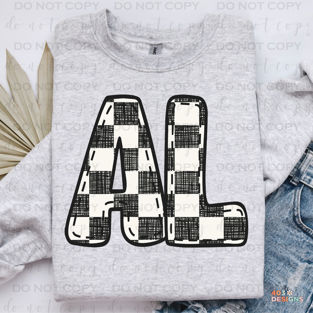 Bubble Stitched Checkered State DTF Transfer