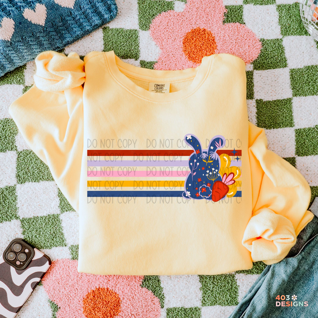 Bunny Retro Stripe DTF Transfer