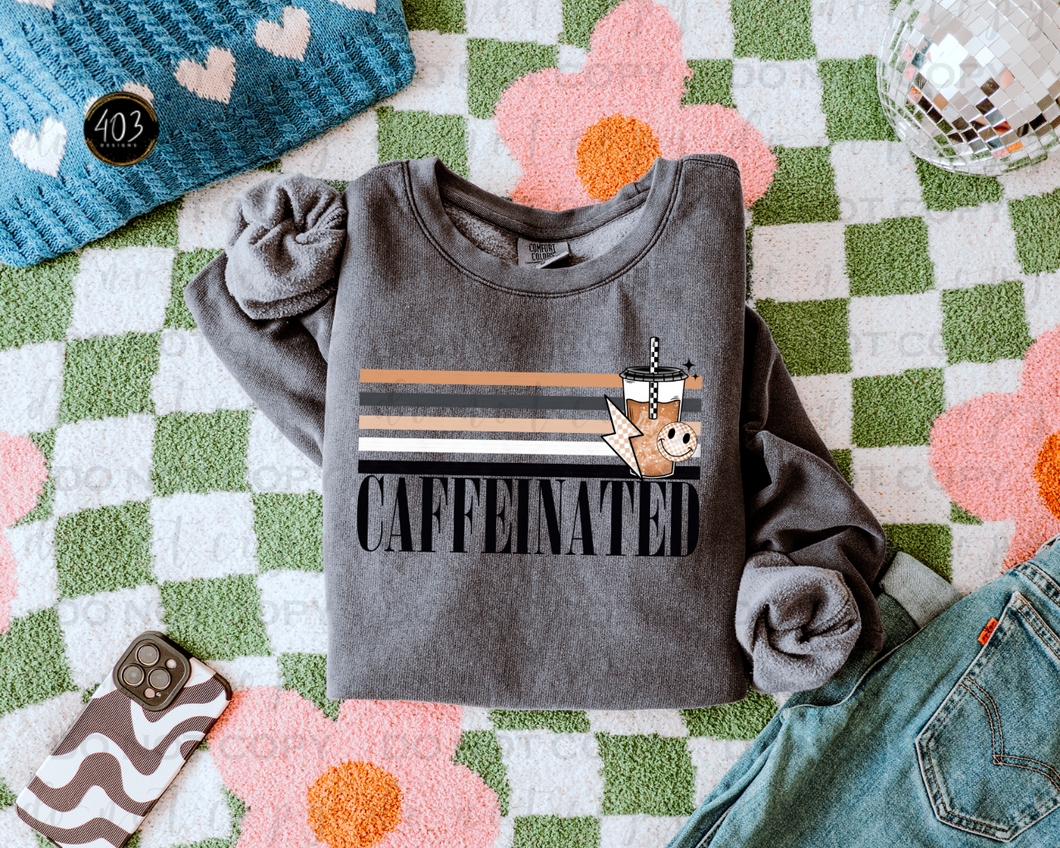 Caffeinated Retro Stripe DTF Transfer