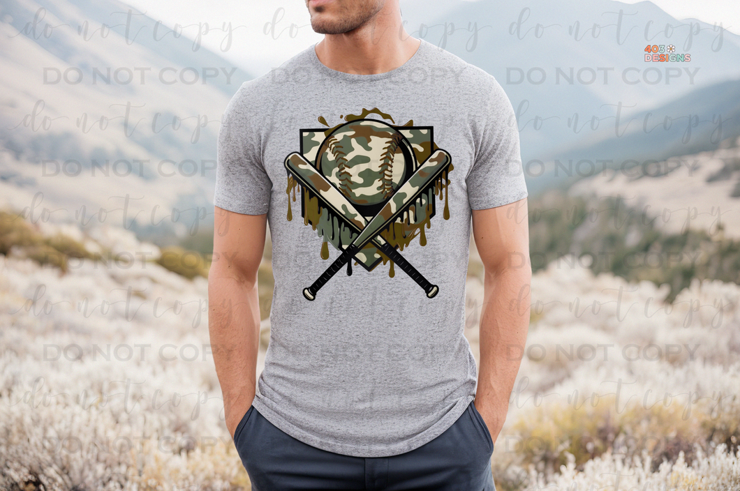 Camo Drip Baseball DTF Transfer