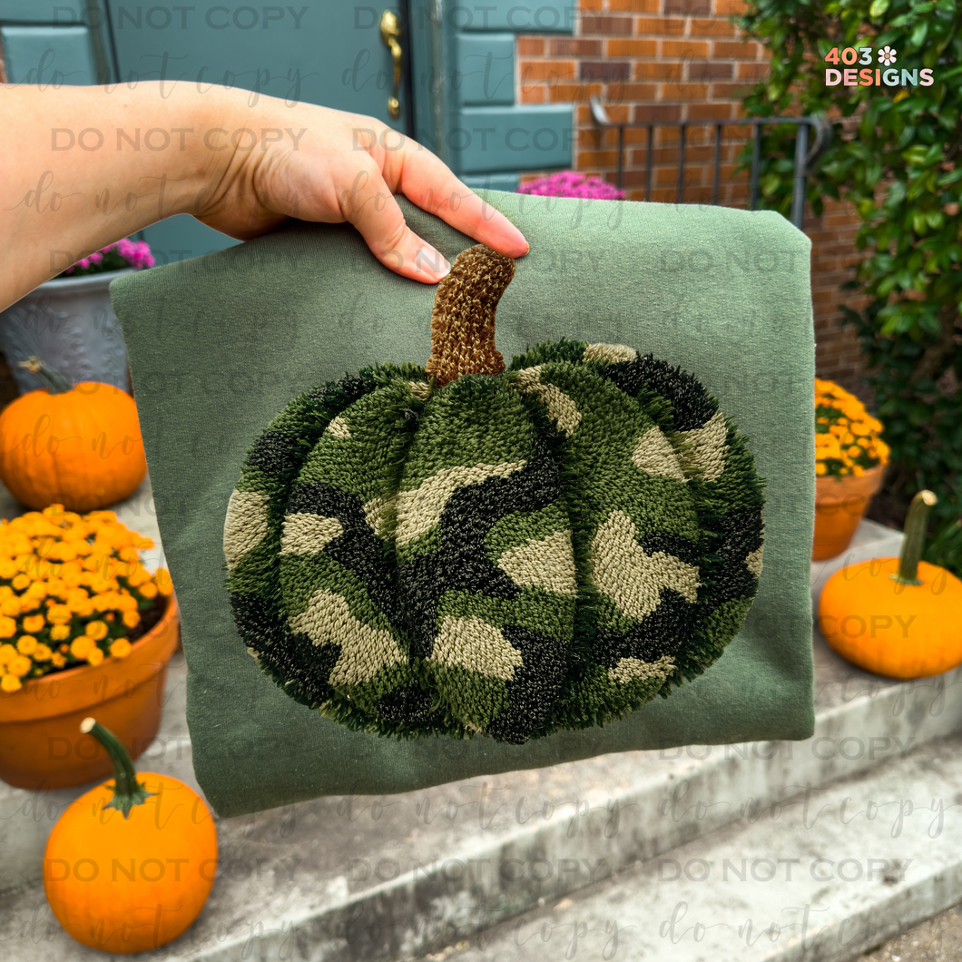 Camo Pumpkin Faux Yarn DTF Transfer