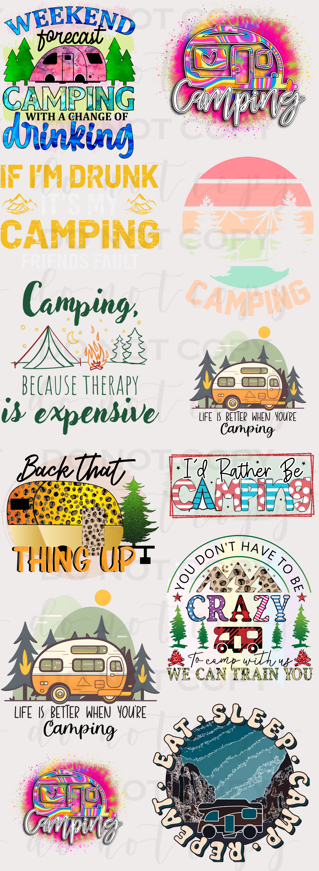 Camping Pre-Made Gang Sheet