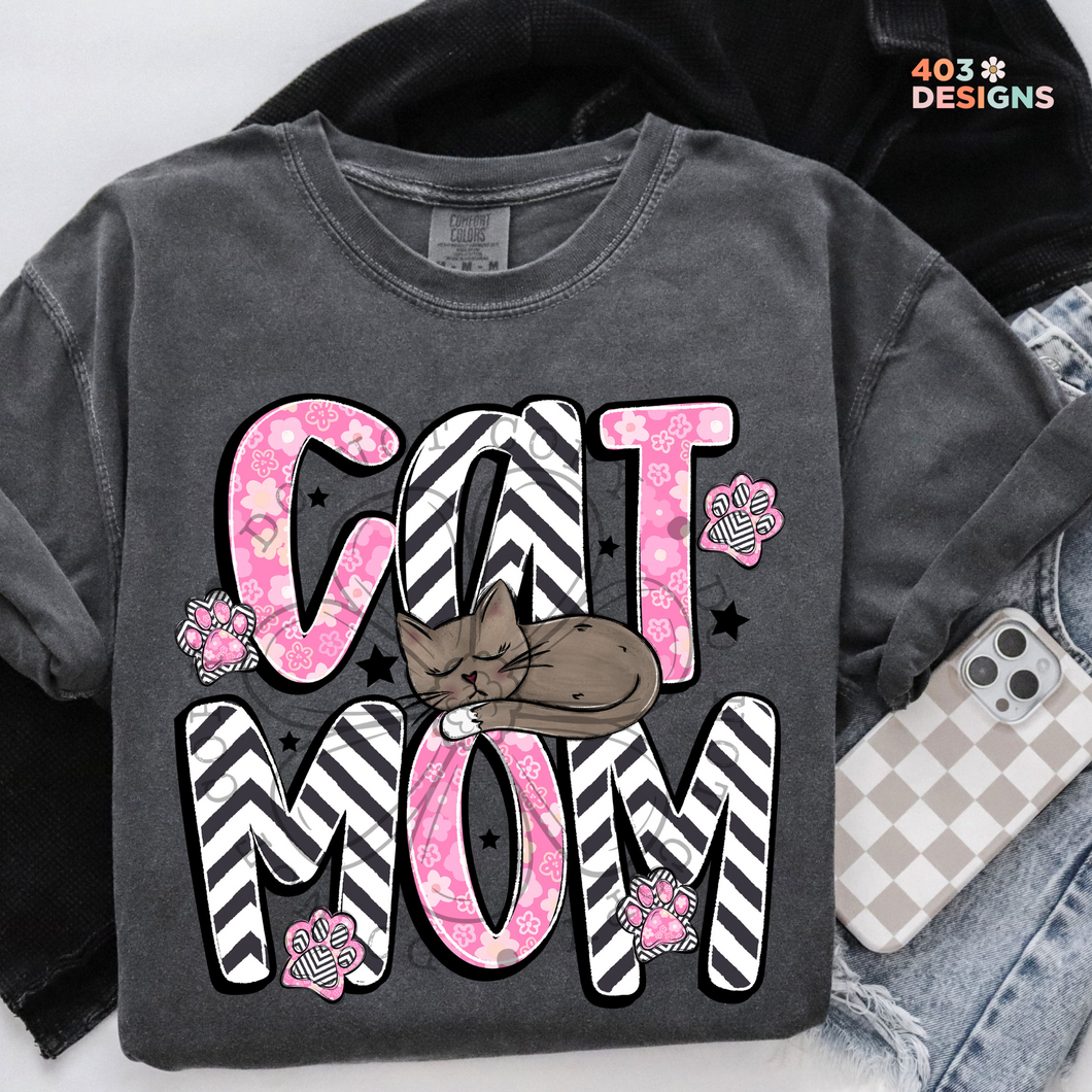 Cat Mom Brown Cat DTF Transfer