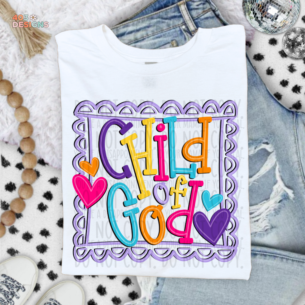 Child Of God Doodle Bright DTF Transfer