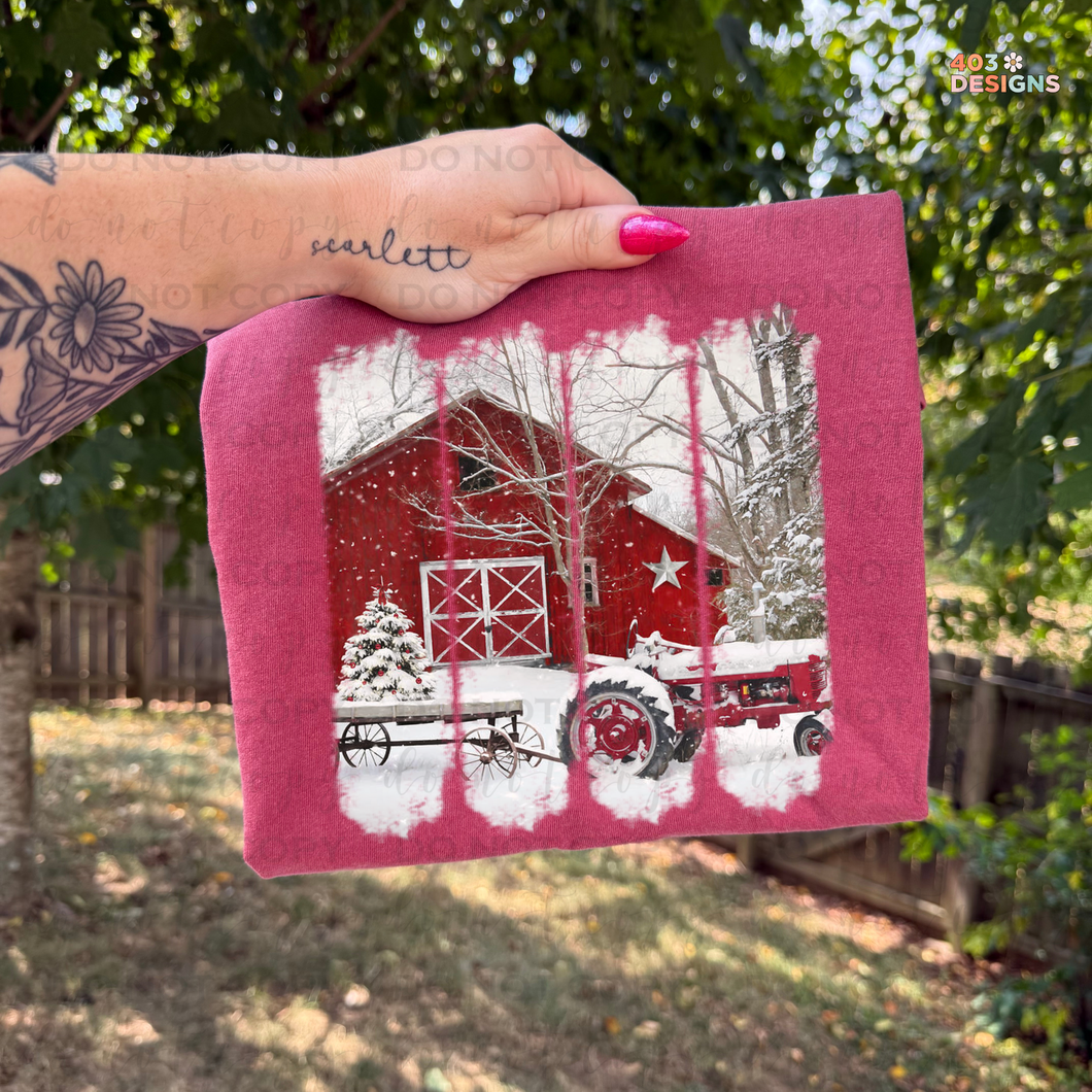 Christmas Barn Brushstroke DTF Transfer