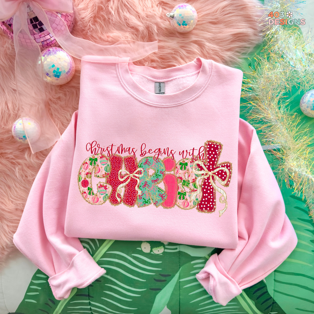 Christmas Bow Lace Christ DTF Transfer