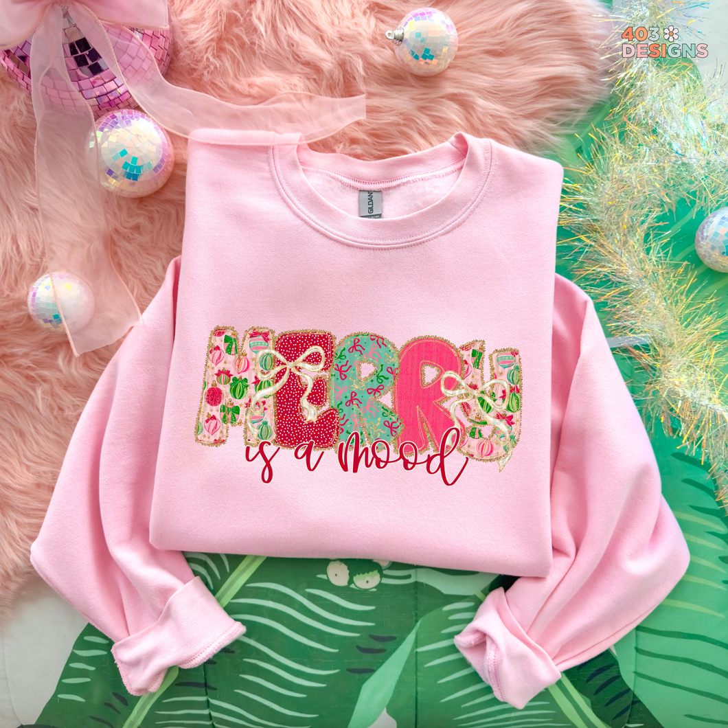 Christmas Bow Lace Merry Is A Mood DTF Transfer