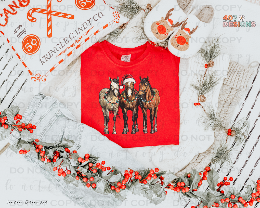 Christmas Horses DTF Transfer