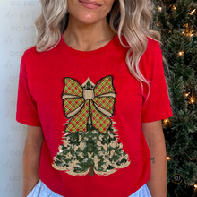 Load image into Gallery viewer, Christmas Tree Plaid Bow DTF Transfer
