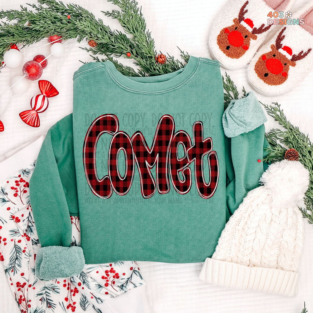 Comet Funky Doodle Buffalo Check DTF Transfer