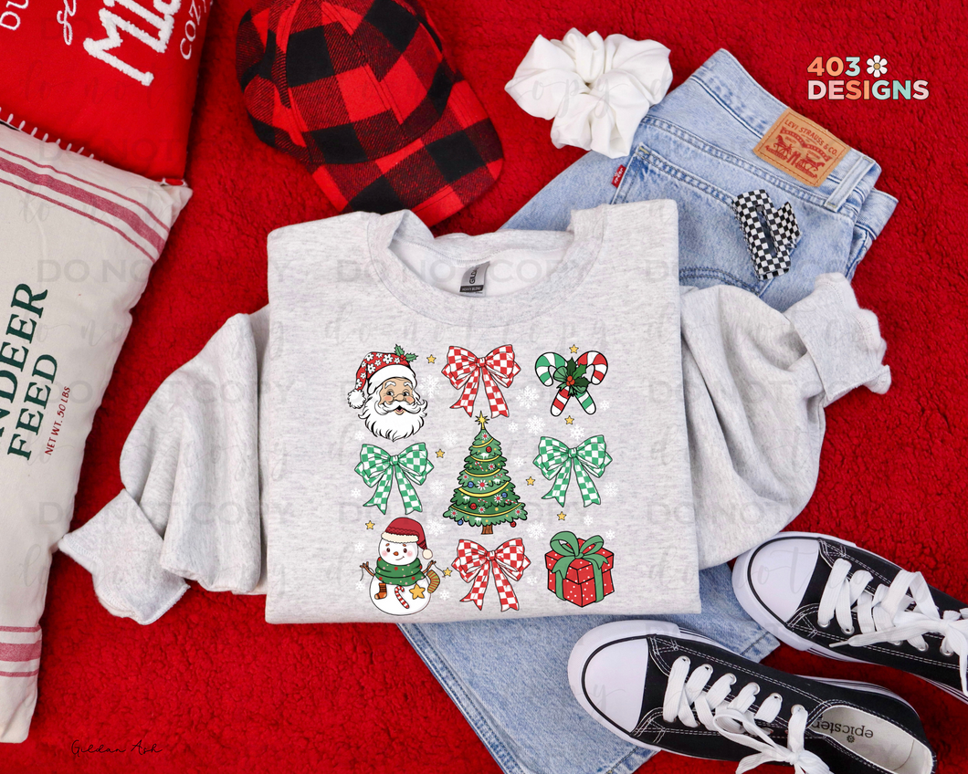 Coquette Christmas Checkered DTF Transfer