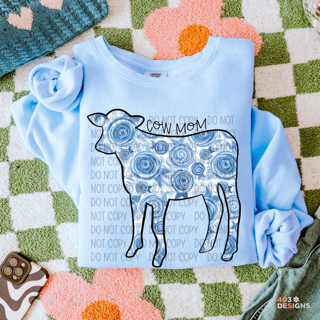 Cow Mom Floral DTF Transfer