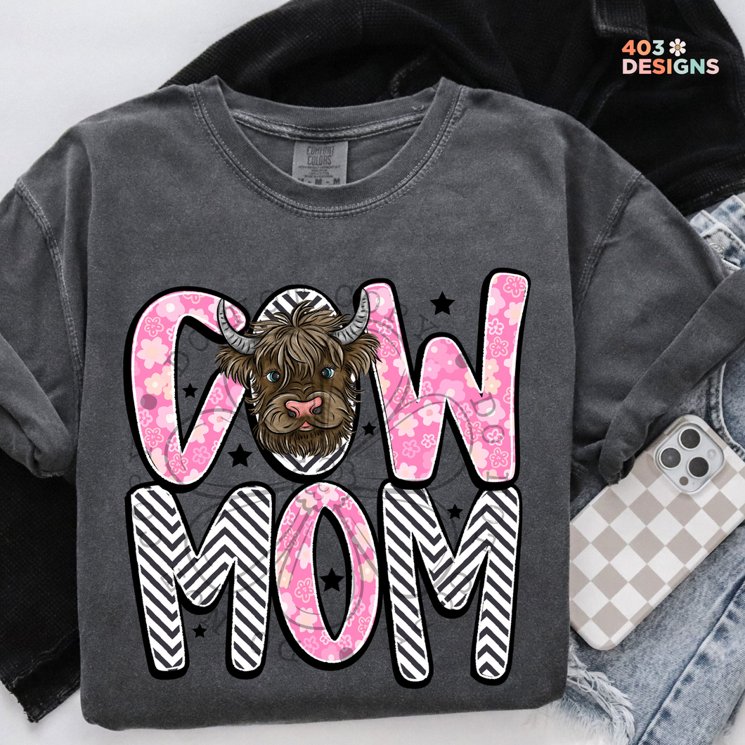 Cow Mom Highland DTF Transfer