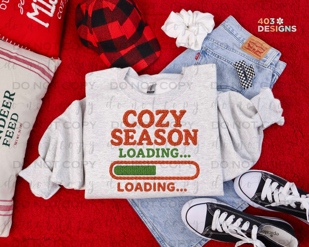 Cozy Season Loading Faux Yarn DTF Transfer