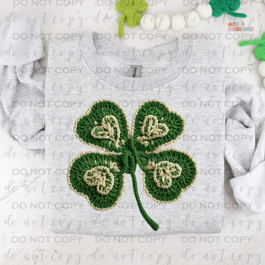 Crochet Shamrock DTF Transfer