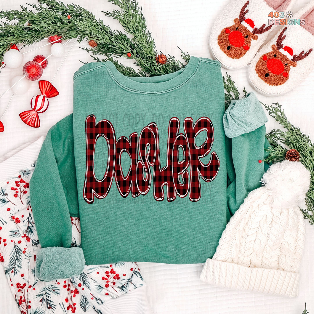 Dasher Funky Doodle Buffalo Check DTF Transfer