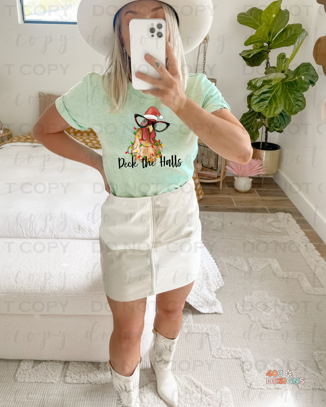 Deck The Halls Chicken DTF Transfer