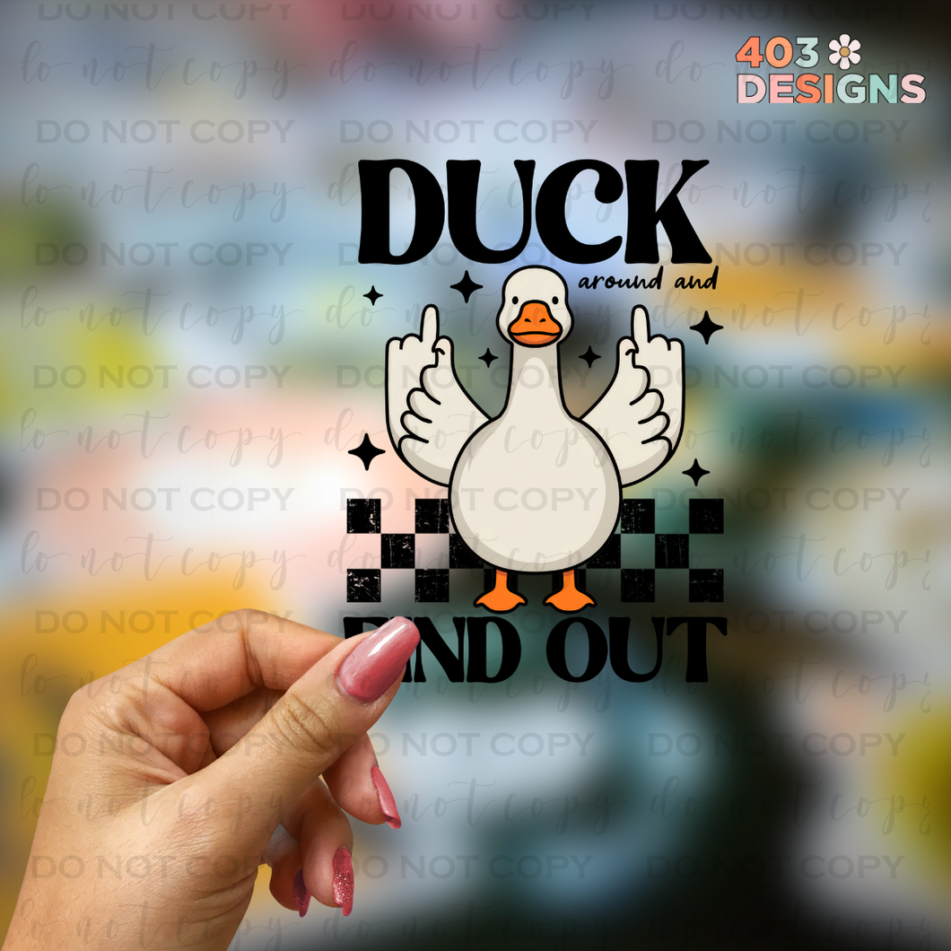 Duck Around UV Sticker
