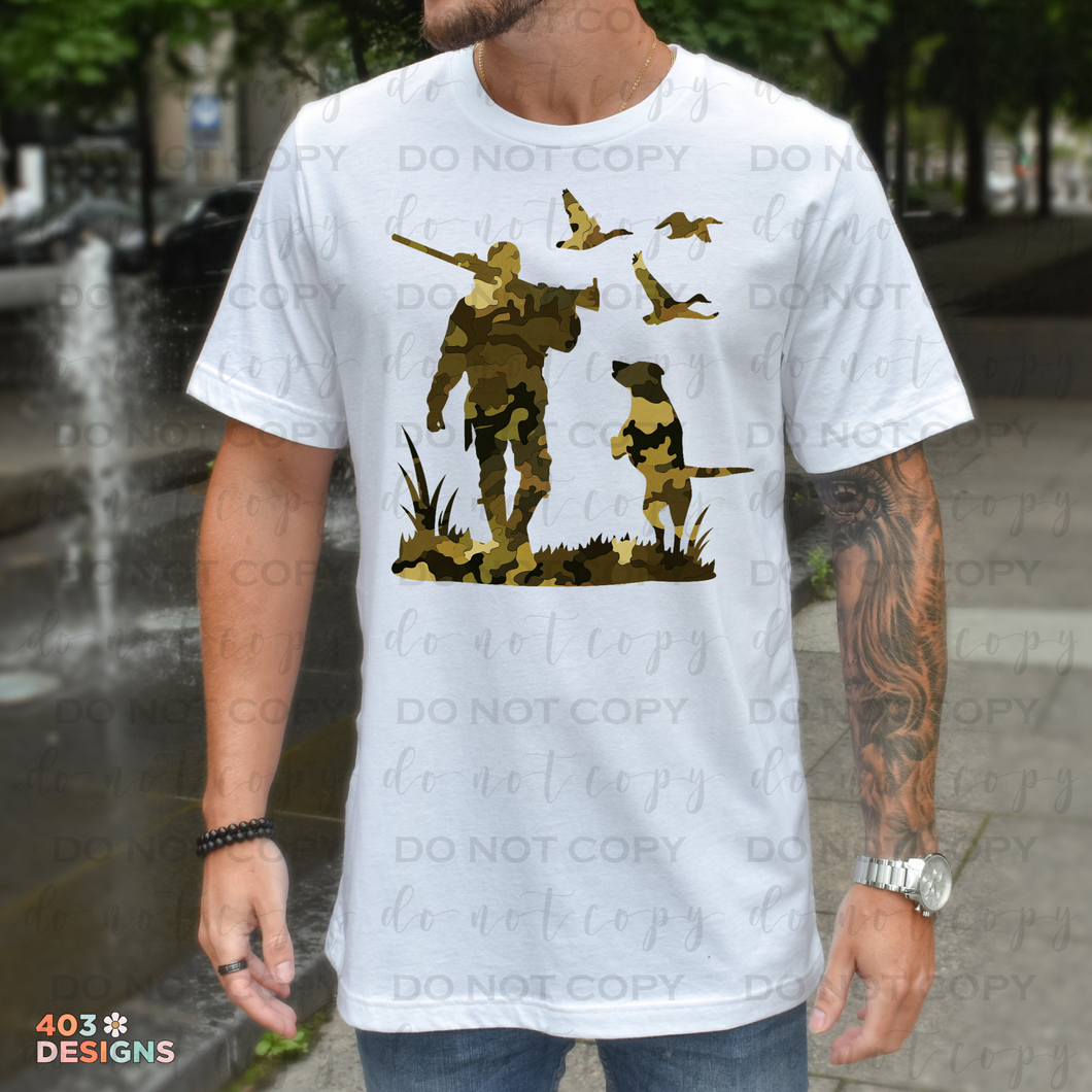 Duck Hunter And Dog Camo DTF Transfer