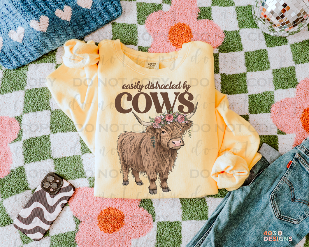 Easily Distracted By Cows DTF Transfer